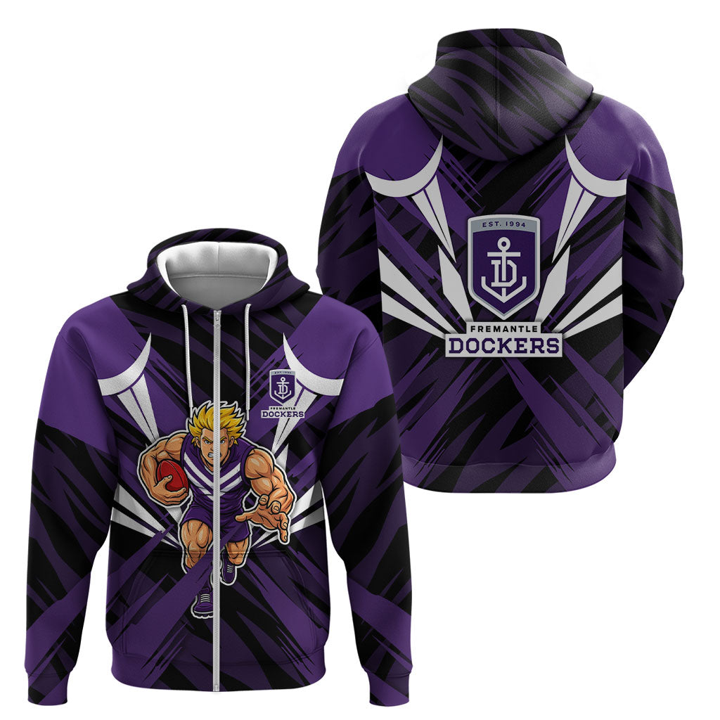 Fremantle Dockers Australian Football Zip Hoodie Athletic Hero Mascot - Bold Team Colors