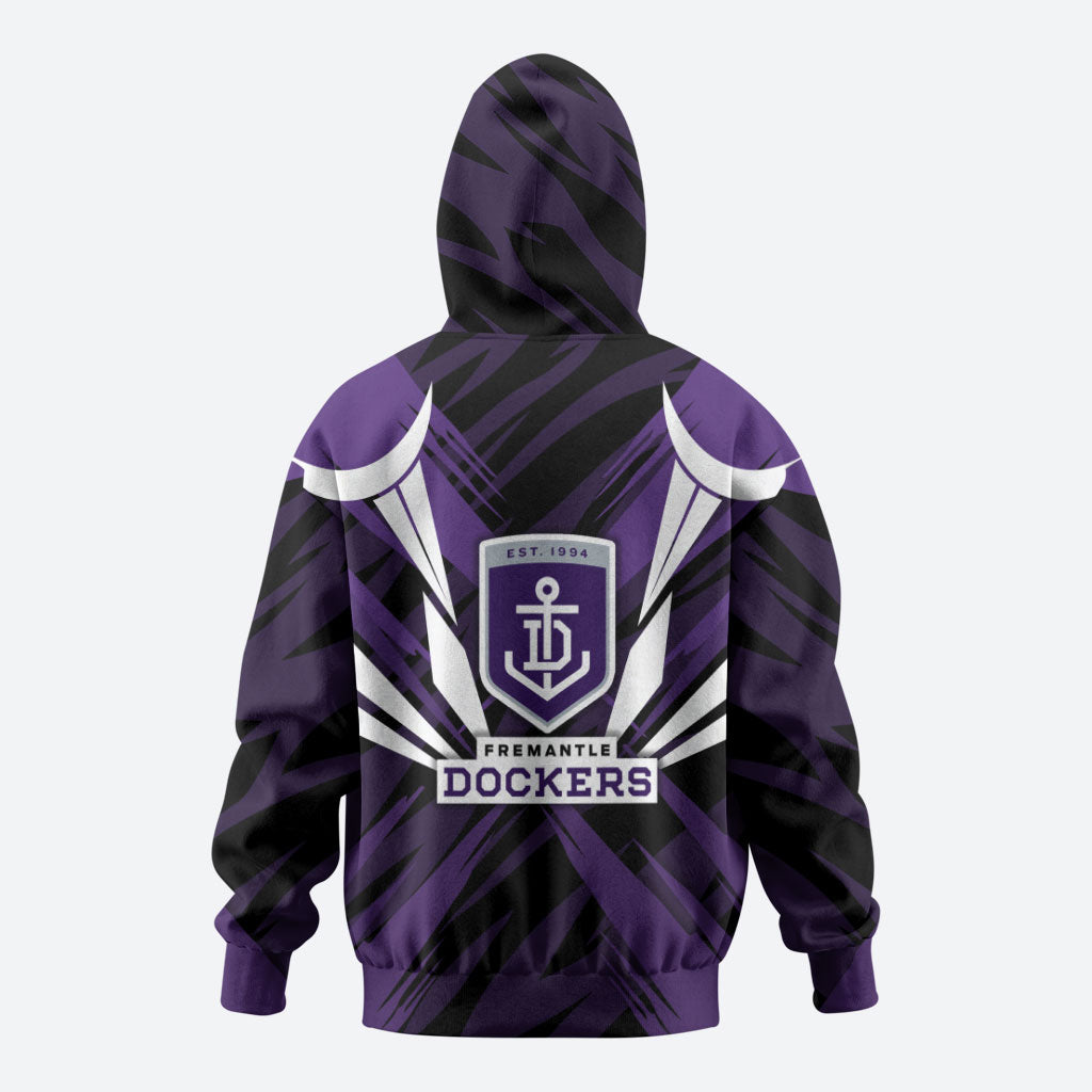 Fremantle Dockers Australian Football Zip Hoodie Athletic Hero Mascot - Bold Team Colors