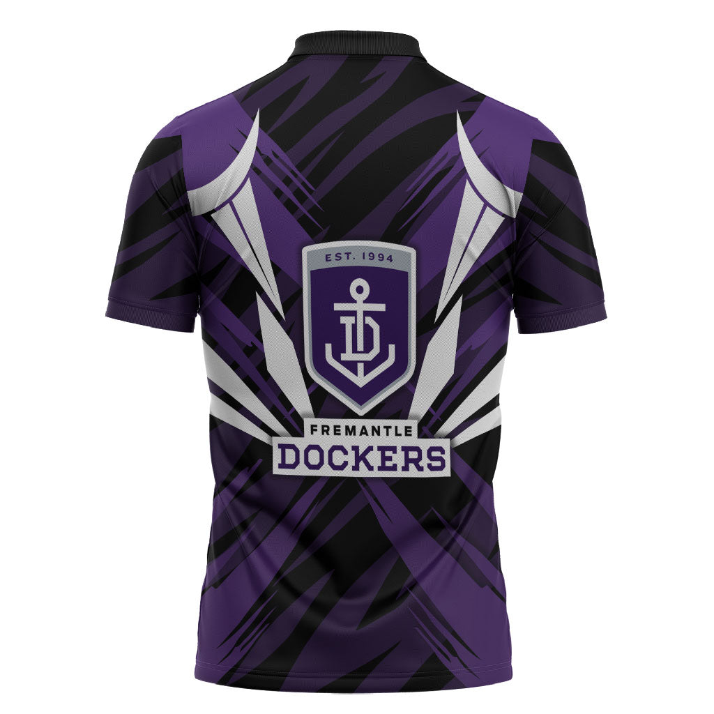Fremantle Dockers Australian Football Zipper Polo Shirt Athletic Hero Mascot - Bold Team Colors