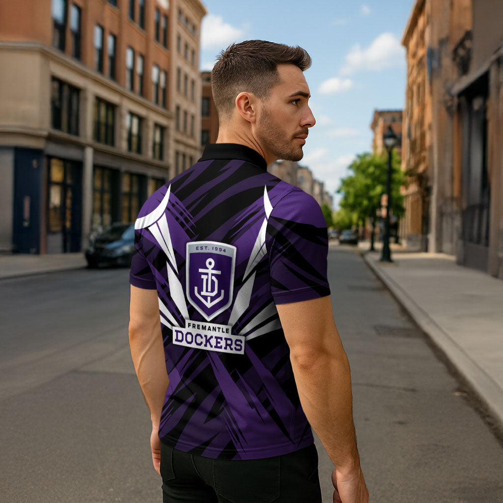 Fremantle Dockers Australian Football Zipper Polo Shirt Athletic Hero Mascot - Bold Team Colors
