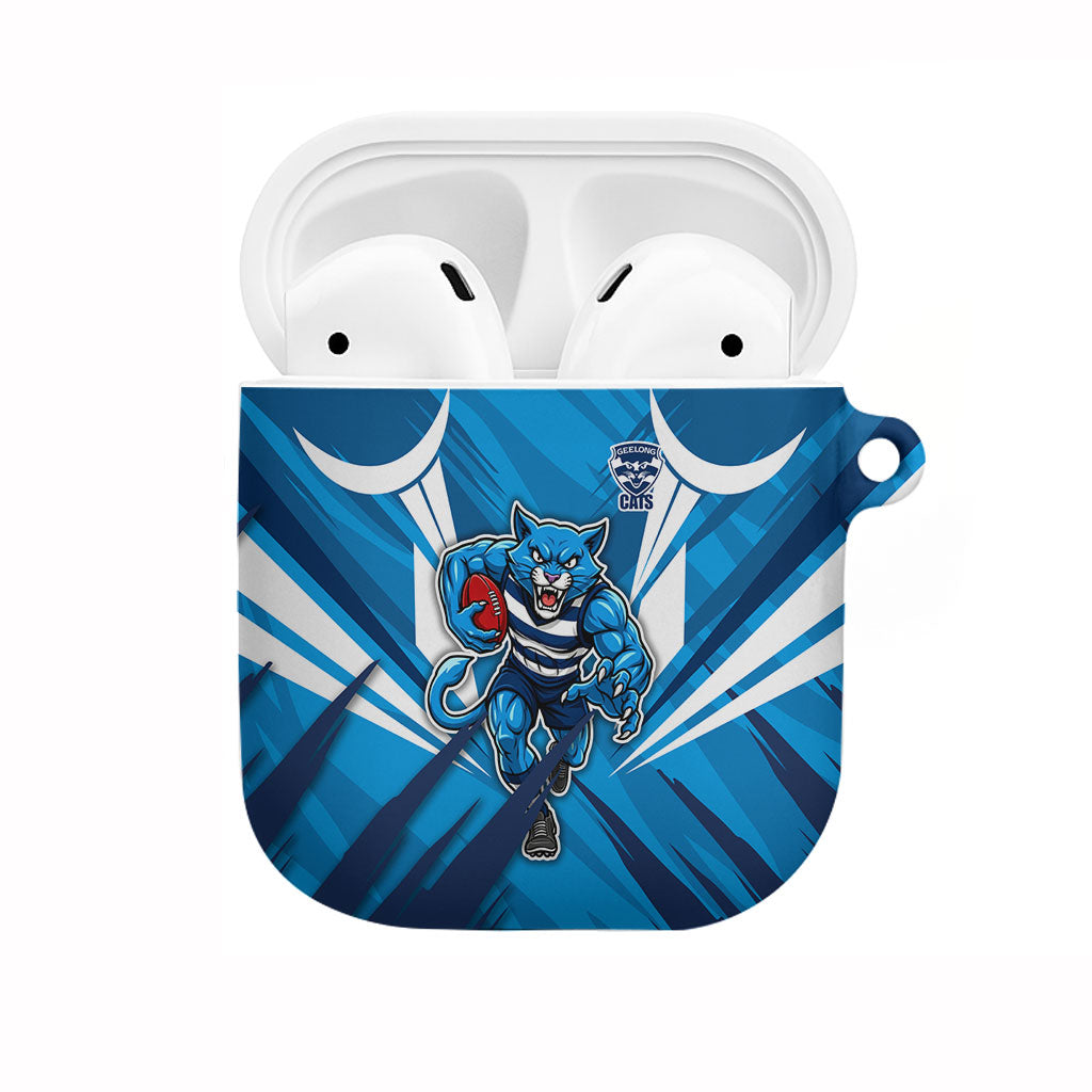 Geelong Cats Australian Football AirPods Case Fierce Wildcat Mascot - Bold Team Colors