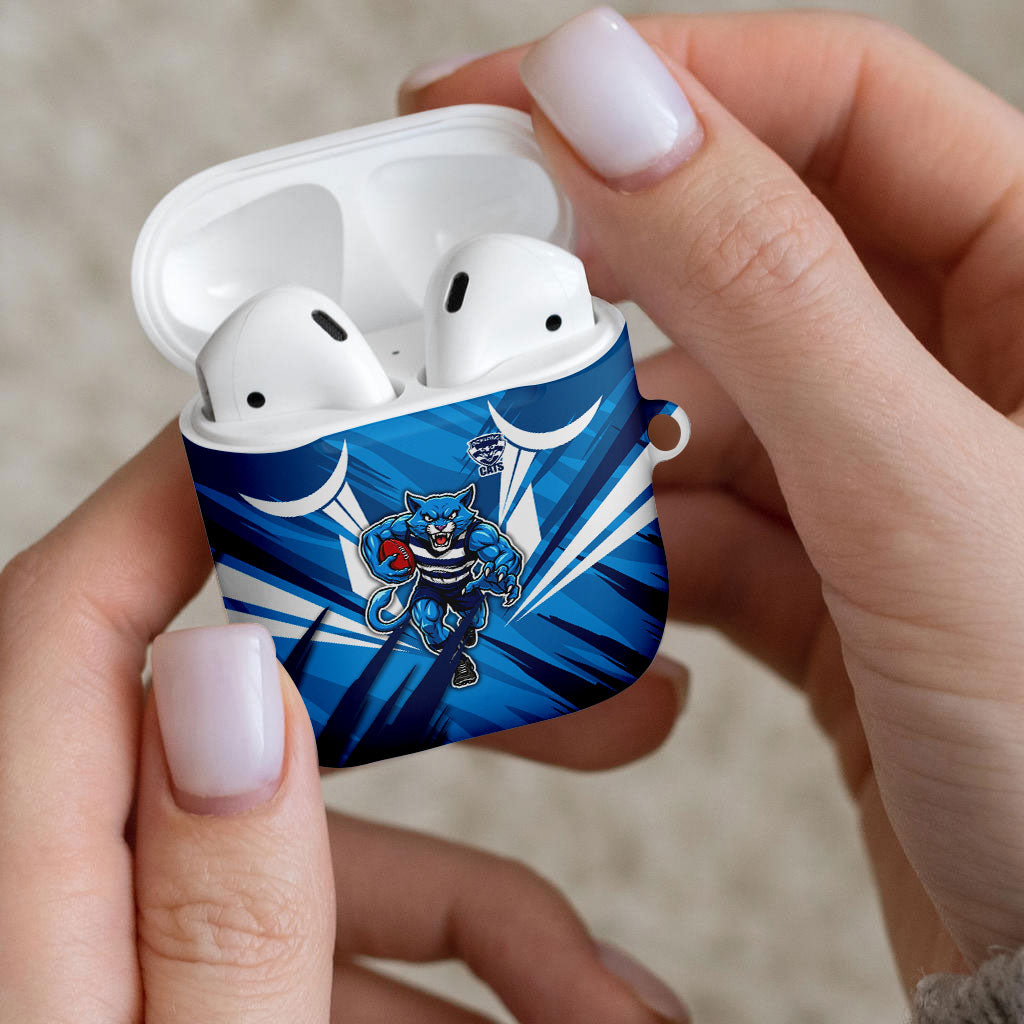 Geelong Cats Australian Football AirPods Case Fierce Wildcat Mascot - Bold Team Colors