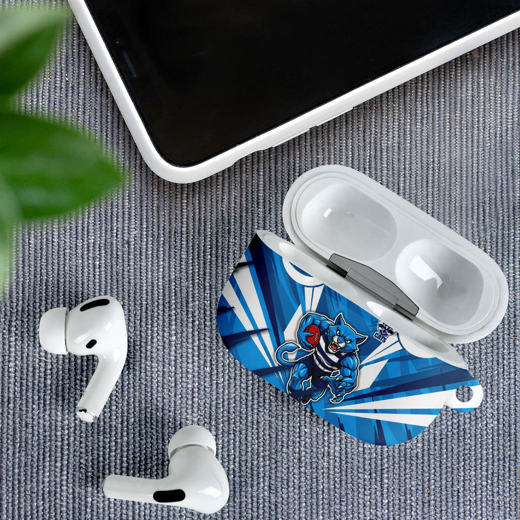 Geelong Cats Australian Football AirPods Case Fierce Wildcat Mascot - Bold Team Colors