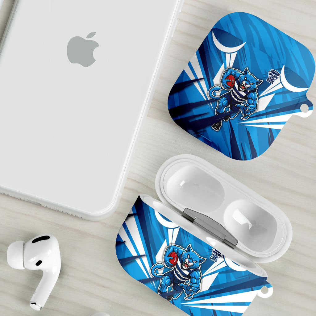 Geelong Cats Australian Football AirPods Case Fierce Wildcat Mascot - Bold Team Colors