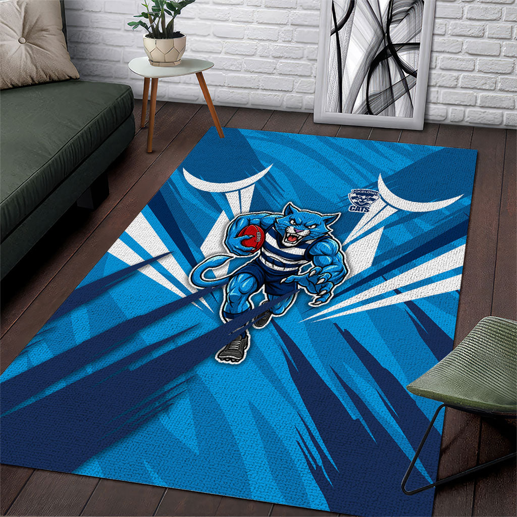 Geelong Cats Australian Football Area Rug Fierce Wildcat Mascot - Bold Team Colors