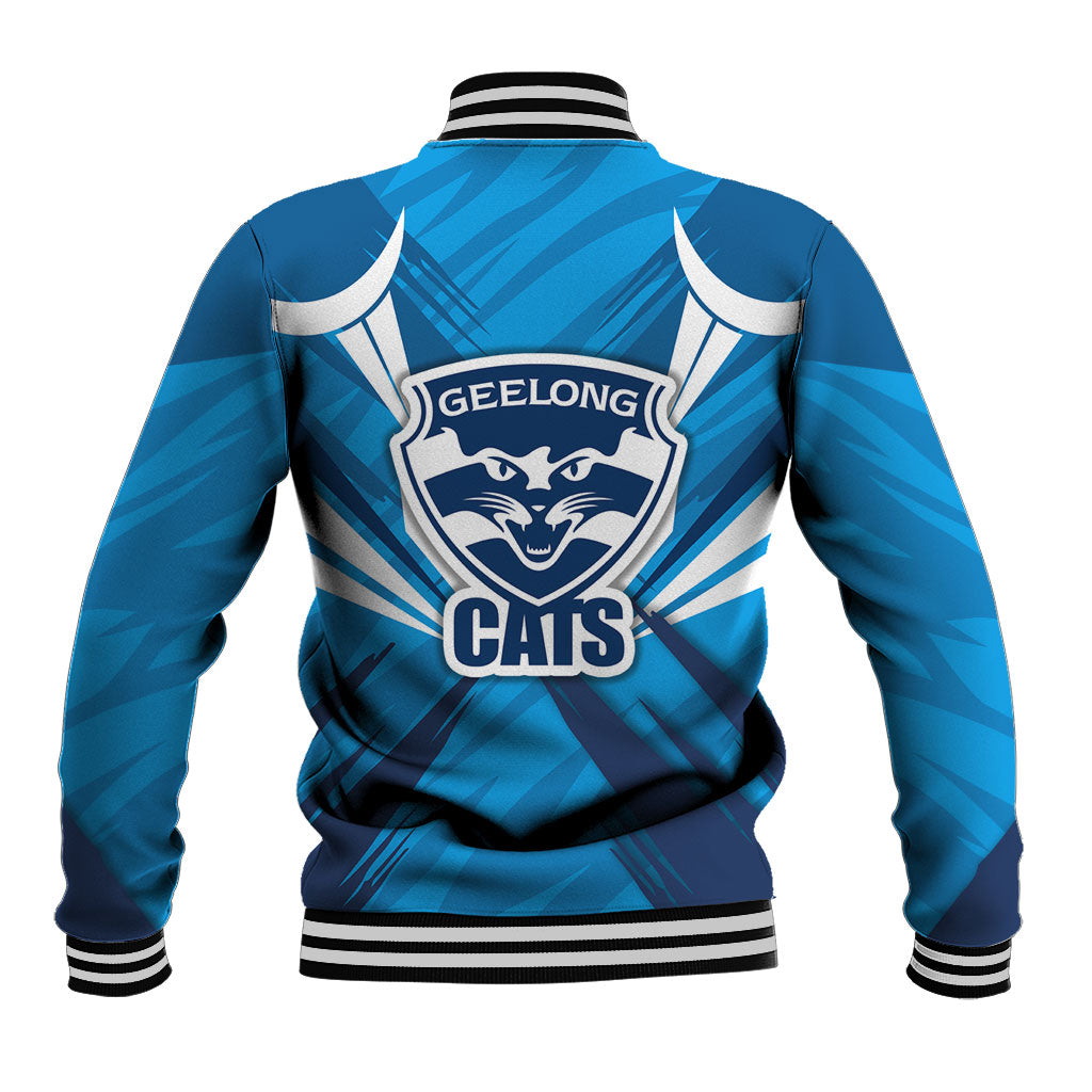 Geelong Cats Australian Football Baseball Jacket Fierce Wildcat Mascot - Bold Team Colors