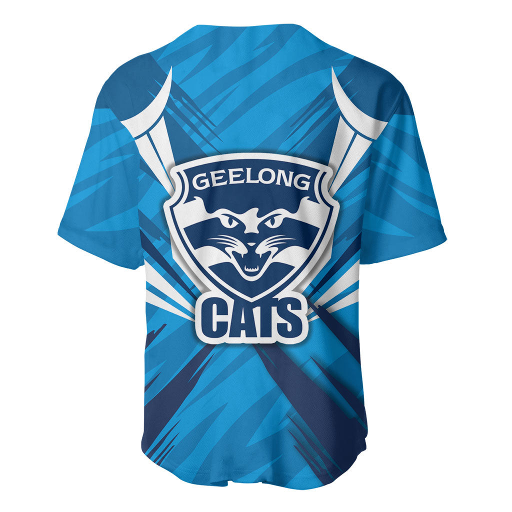 Geelong Cats Australian Football Baseball Jersey Fierce Wildcat Mascot - Bold Team Colors