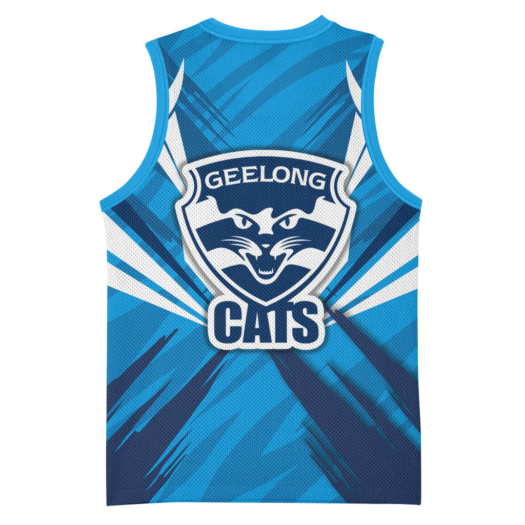 Geelong Cats Australian Football Basketball Jersey Fierce Wildcat Mascot - Bold Team Colors