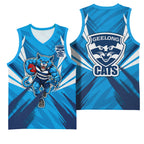 Geelong Cats Australian Football Basketball Jersey Fierce Wildcat Mascot - Bold Team Colors