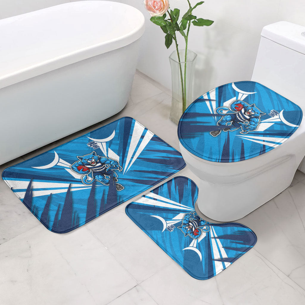 Geelong Cats Australian Football Bathroom Set Fierce Wildcat Mascot - Bold Team Colors