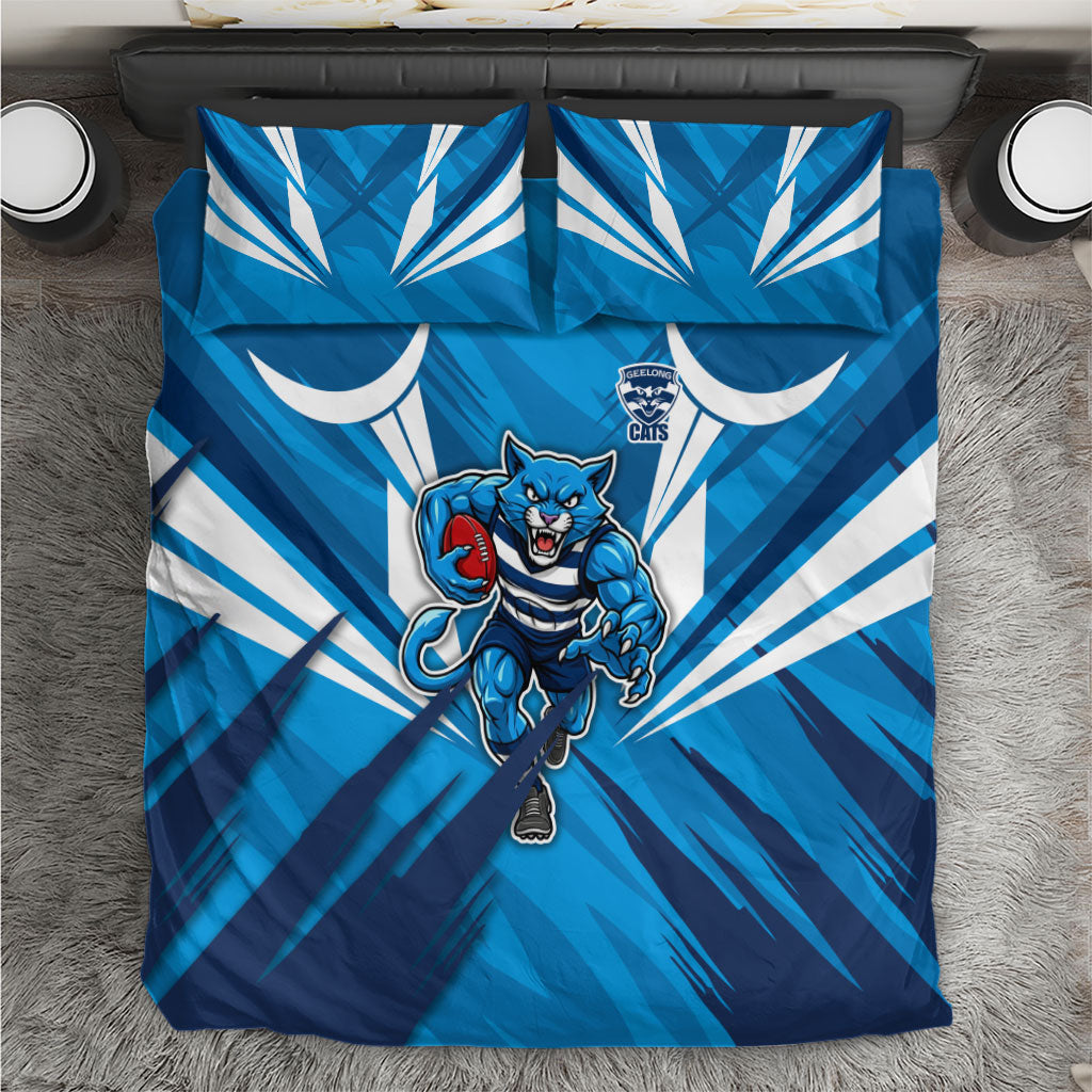 Geelong Cats Australian Football Bedding Set Fierce Wildcat Mascot - Bold Team Colors