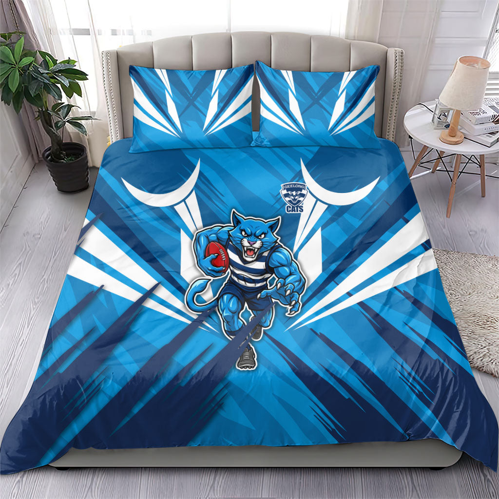 Geelong Cats Australian Football Bedding Set Fierce Wildcat Mascot - Bold Team Colors