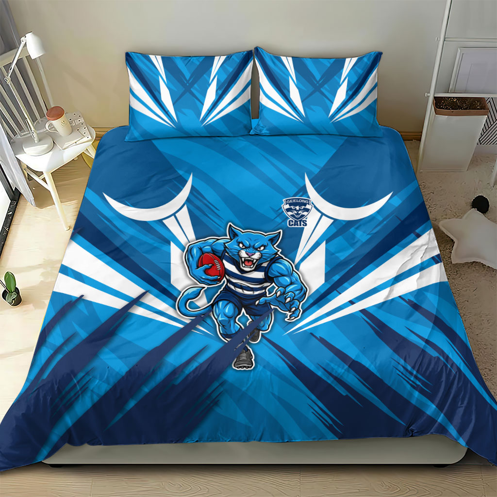 Geelong Cats Australian Football Bedding Set Fierce Wildcat Mascot - Bold Team Colors
