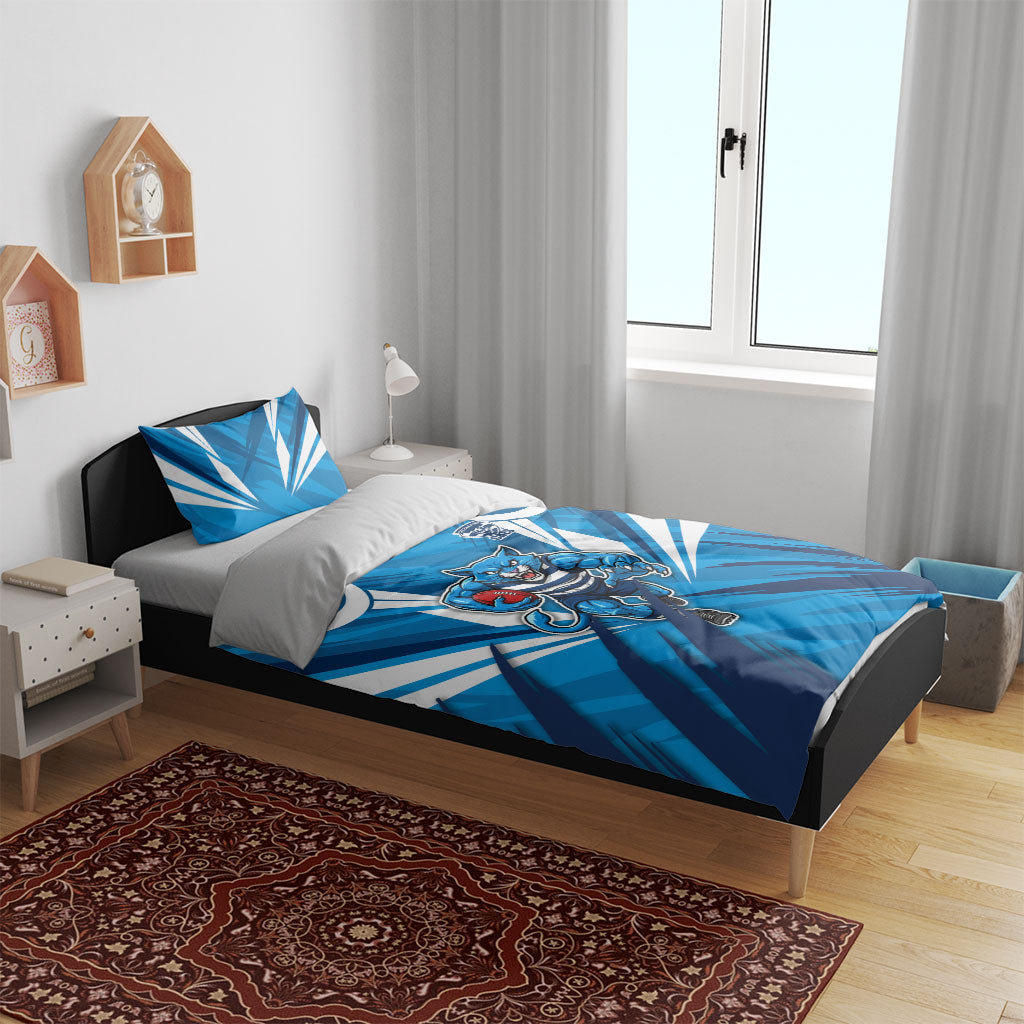 Geelong Cats Australian Football Bedding Set Fierce Wildcat Mascot - Bold Team Colors