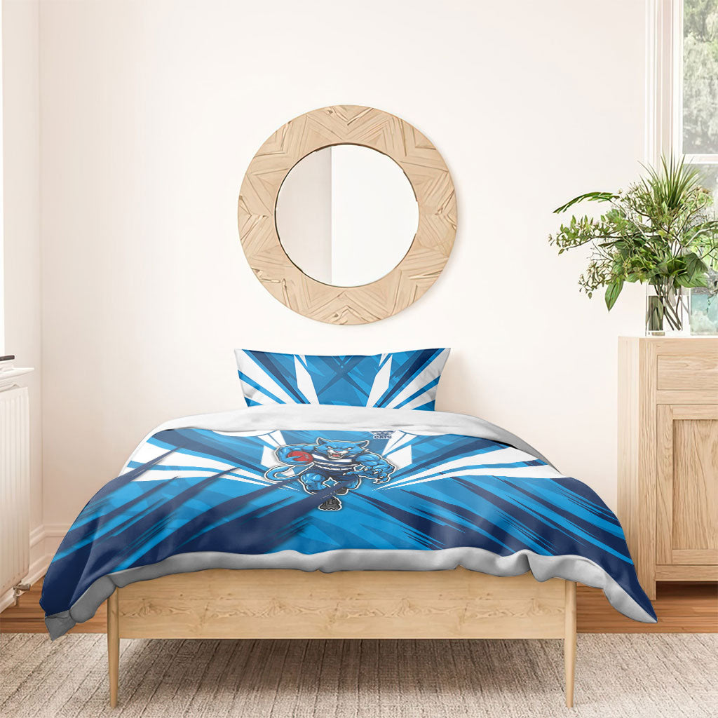 Geelong Cats Australian Football Bedding Set Fierce Wildcat Mascot - Bold Team Colors