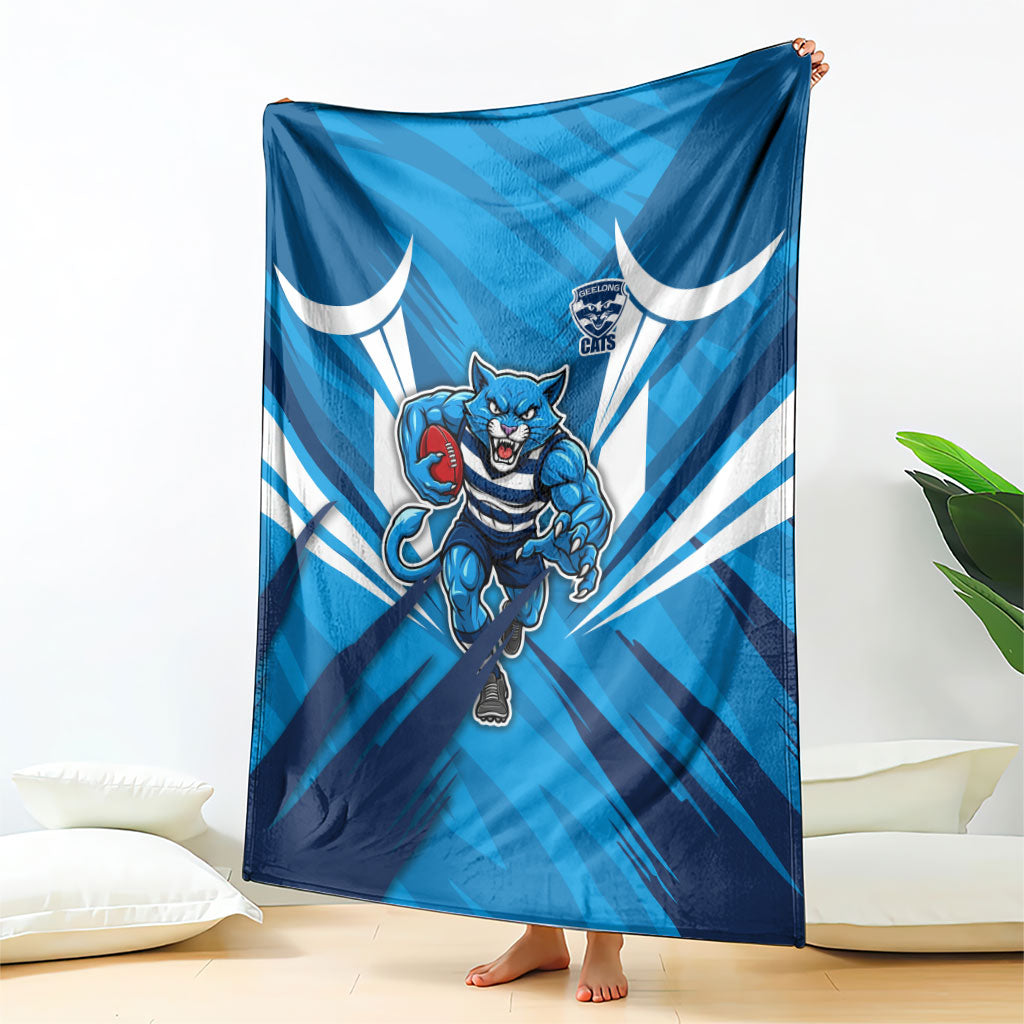 Geelong Cats Australian Football Blanket Fierce Wildcat Mascot - Bold Team Colors
