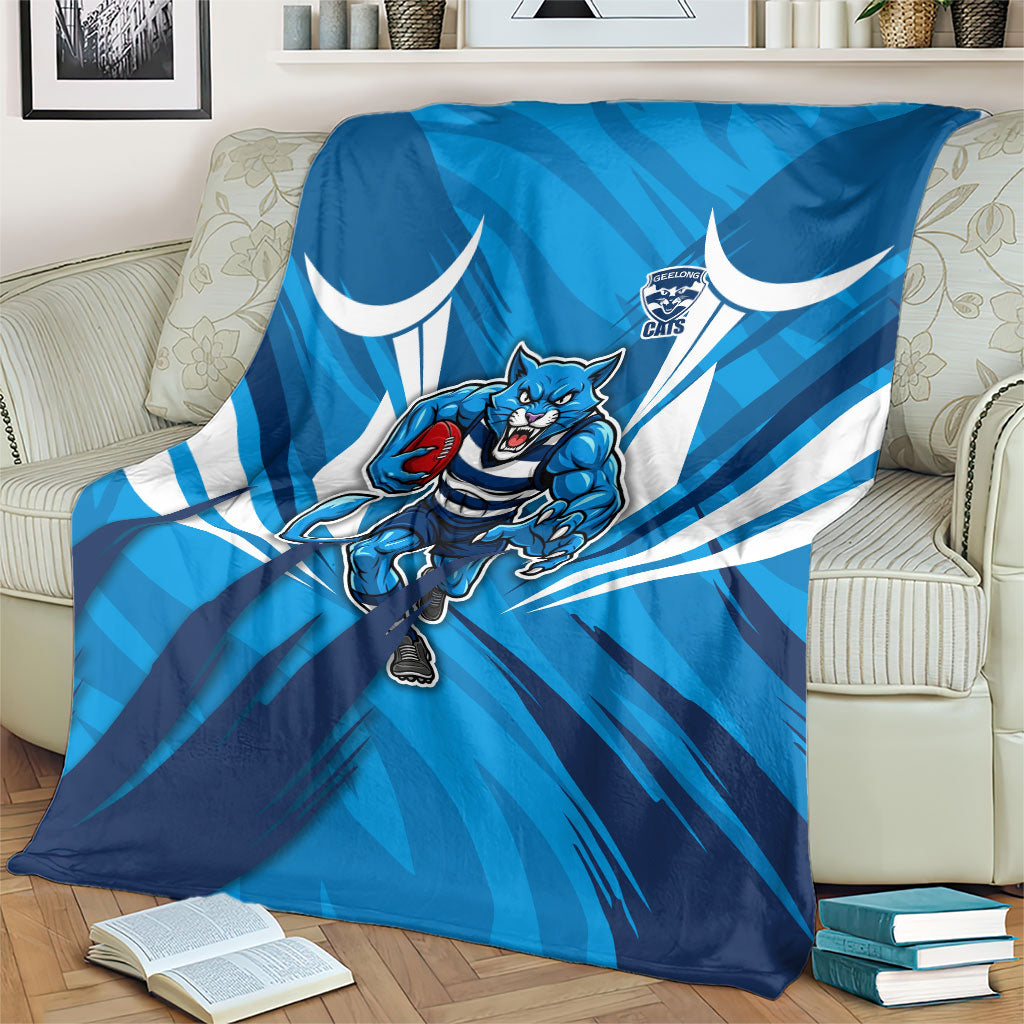 Geelong Cats Australian Football Blanket Fierce Wildcat Mascot - Bold Team Colors