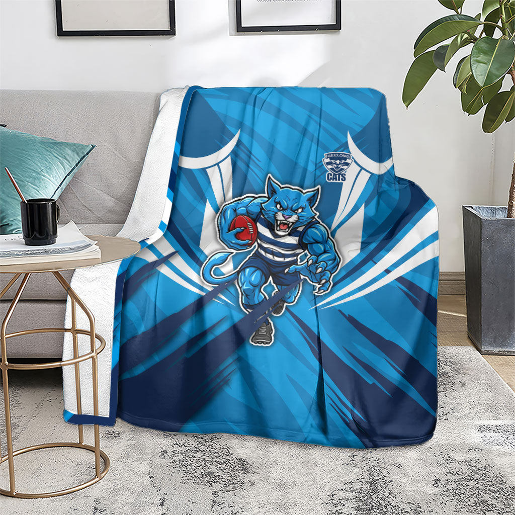 Geelong Cats Australian Football Blanket Fierce Wildcat Mascot - Bold Team Colors