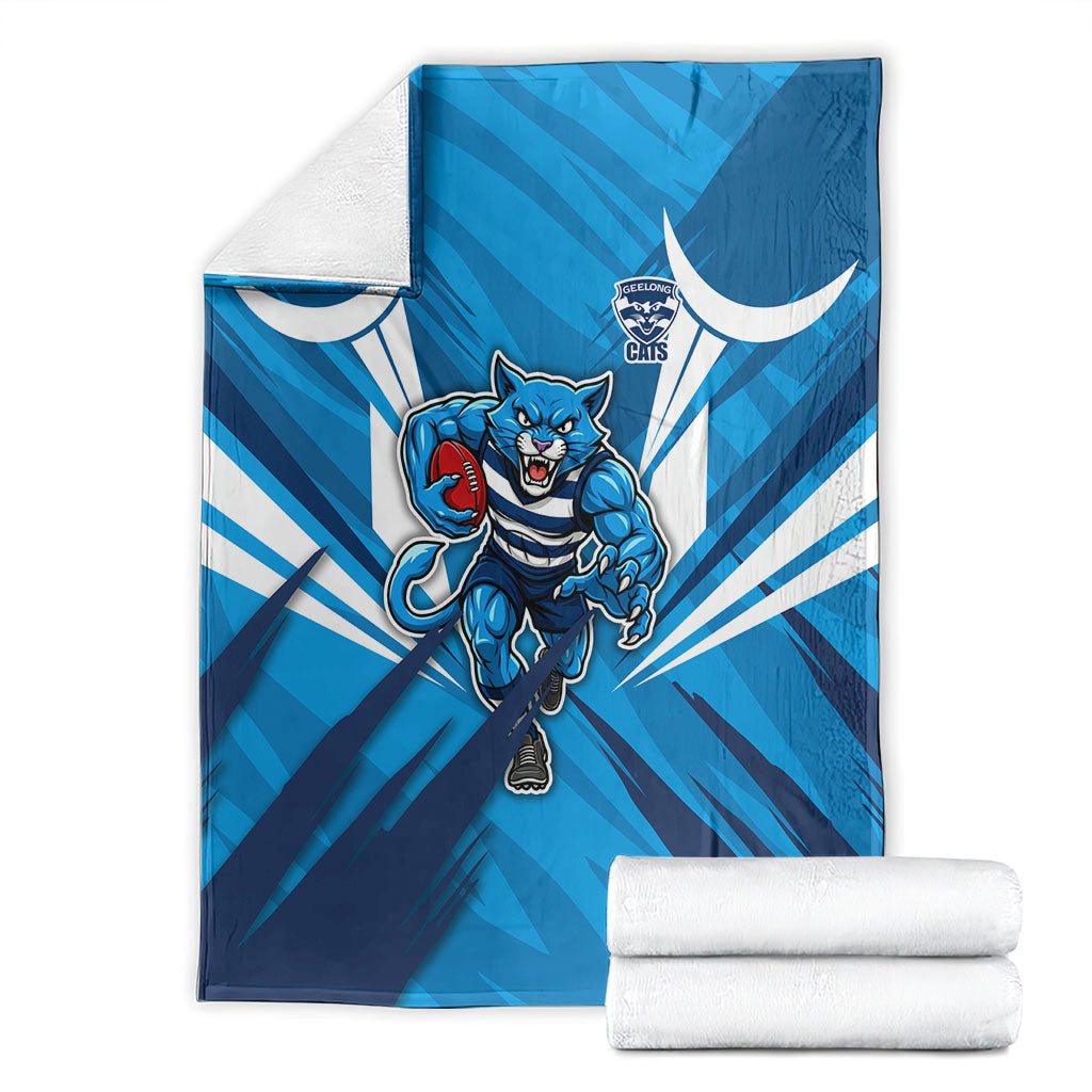 Geelong Cats Australian Football Blanket Fierce Wildcat Mascot - Bold Team Colors
