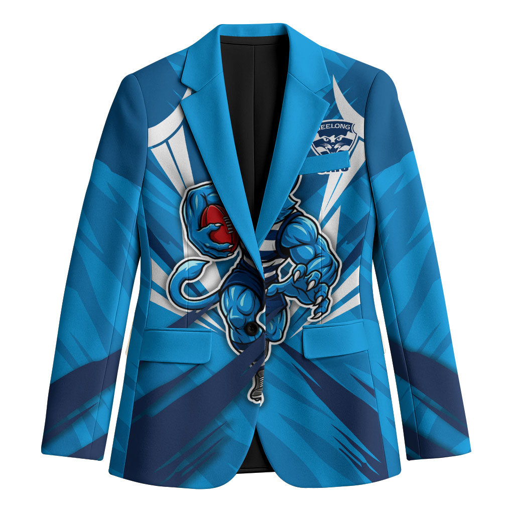 Geelong Cats Australian Football Blazer Fierce Wildcat Mascot - Bold Team Colors
