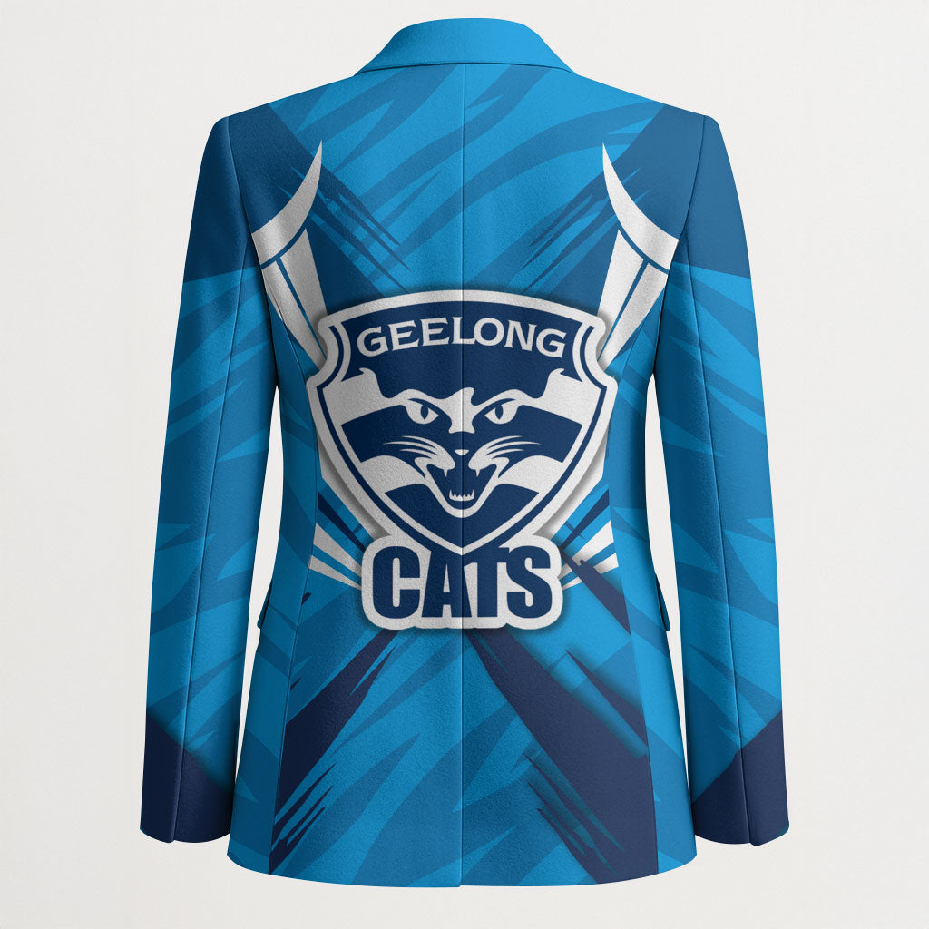 Geelong Cats Australian Football Blazer Fierce Wildcat Mascot - Bold Team Colors