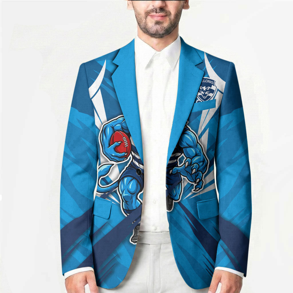 Geelong Cats Australian Football Blazer Fierce Wildcat Mascot - Bold Team Colors