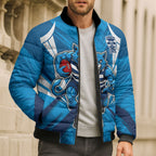 Geelong Cats Australian Football Bomber Puffer Jacket Fierce Wildcat Mascot - Bold Team Colors