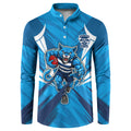 Geelong Cats Australian Football Button Sweatshirt Fierce Wildcat Mascot - Bold Team Colors