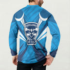 Geelong Cats Australian Football Button Sweatshirt Fierce Wildcat Mascot - Bold Team Colors