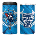 Geelong Cats Australian Football 4 in 1 Can Cooler Tumbler Fierce Wildcat Mascot - Bold Team Colors