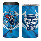 Geelong Cats Australian Football 4 in 1 Can Cooler Tumbler Fierce Wildcat Mascot - Bold Team Colors