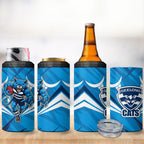 Geelong Cats Australian Football 4 in 1 Can Cooler Tumbler Fierce Wildcat Mascot - Bold Team Colors