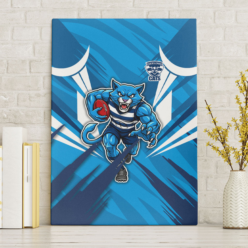 Geelong Cats Australian Football Canvas Wall Art Fierce Wildcat Mascot - Bold Team Colors