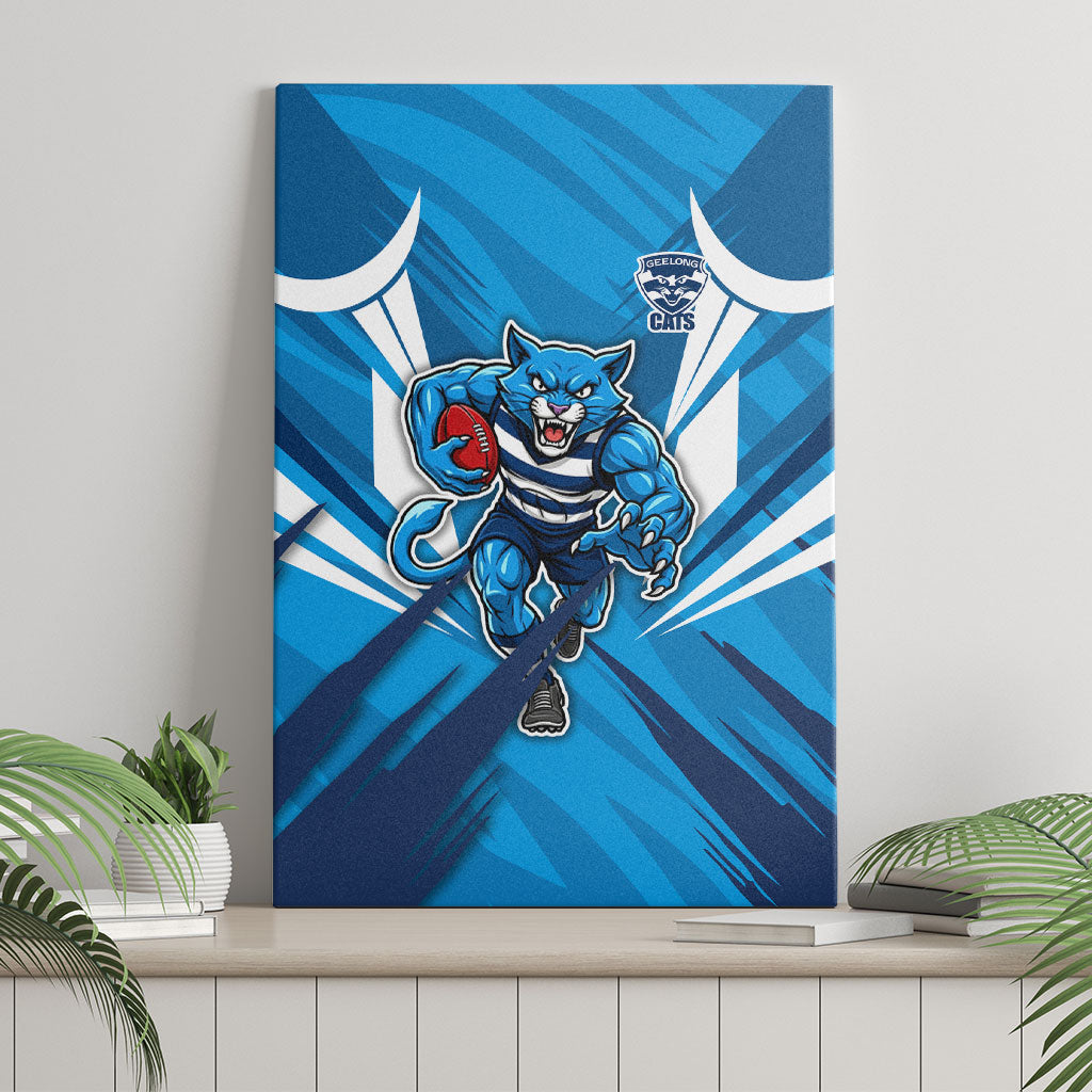 Geelong Cats Australian Football Canvas Wall Art Fierce Wildcat Mascot - Bold Team Colors