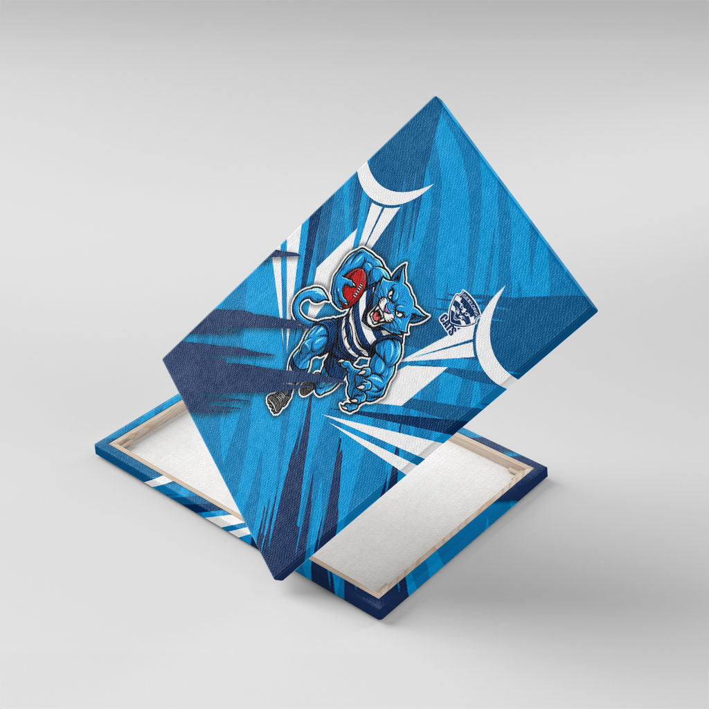 Geelong Cats Australian Football Canvas Wall Art Fierce Wildcat Mascot - Bold Team Colors