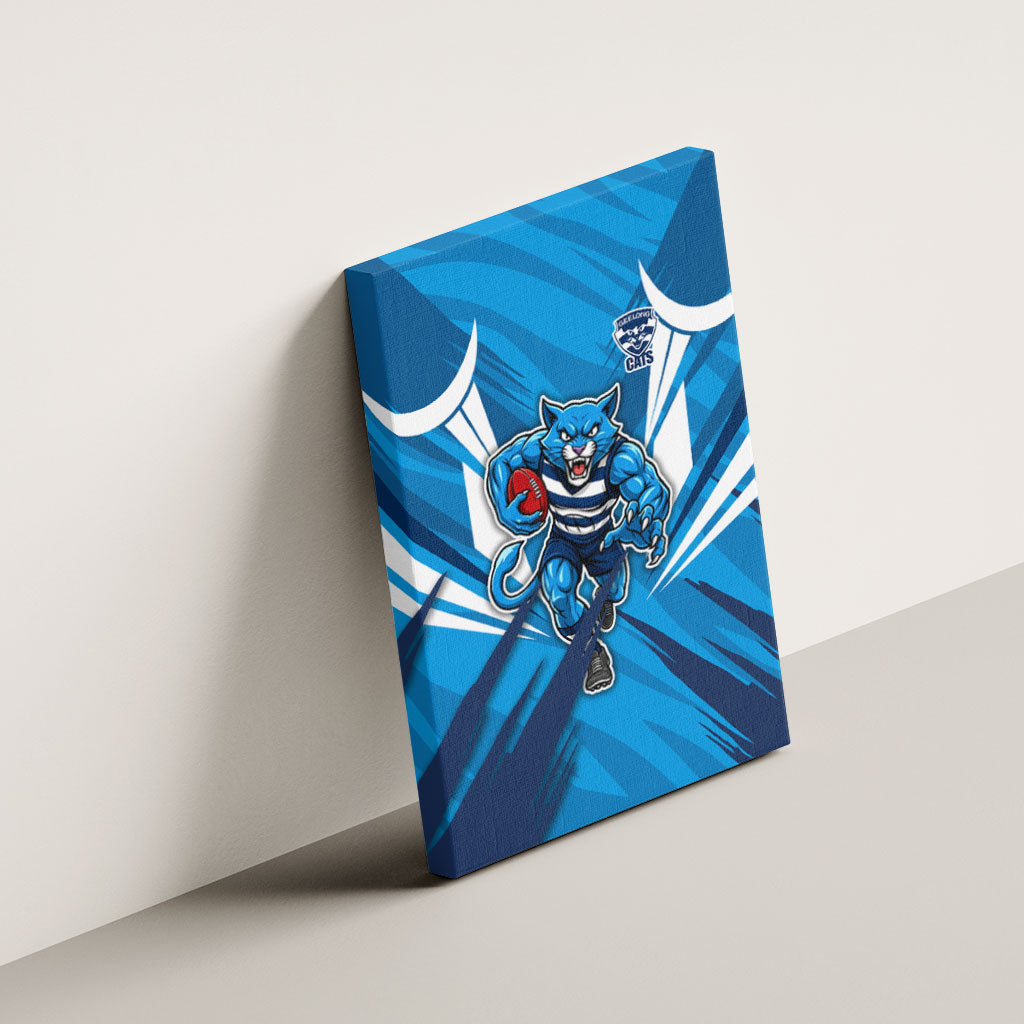 Geelong Cats Australian Football Canvas Wall Art Fierce Wildcat Mascot - Bold Team Colors