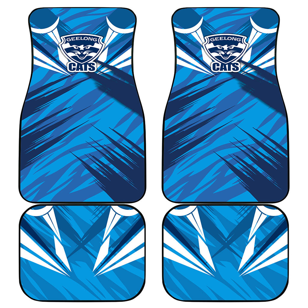 Geelong Cats Australian Football Car Mats Fierce Wildcat Mascot - Bold Team Colors