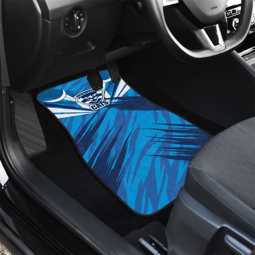 Geelong Cats Australian Football Car Mats Fierce Wildcat Mascot - Bold Team Colors