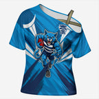 Geelong Cats Australian Football Cross Shoulder Shirt Fierce Wildcat Mascot - Bold Team Colors