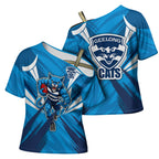 Geelong Cats Australian Football Cross Shoulder Shirt Fierce Wildcat Mascot - Bold Team Colors
