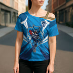 Geelong Cats Australian Football Cross Shoulder Shirt Fierce Wildcat Mascot - Bold Team Colors