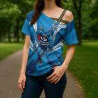 Geelong Cats Australian Football Cross Shoulder Shirt Fierce Wildcat Mascot - Bold Team Colors