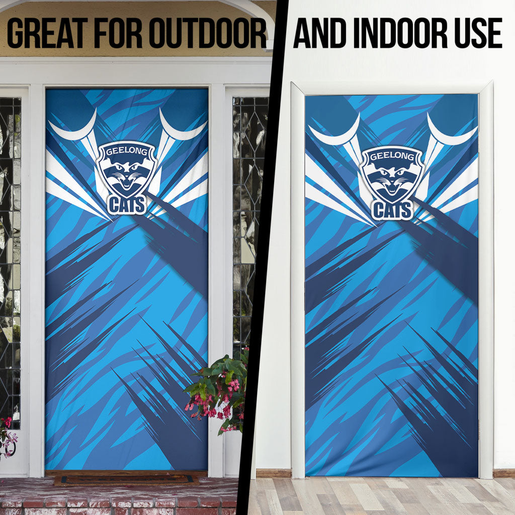 Geelong Cats Australian Football Door Cover Fierce Wildcat Mascot - Bold Team Colors
