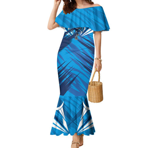 Geelong Cats Australian Football Family Matching Mermaid Dress and Hawaiian Shirt Fierce Wildcat Mascot - Bold Team Colors
