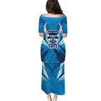 Geelong Cats Australian Football Family Matching Puletasi and Hawaiian Shirt Fierce Wildcat Mascot - Bold Team Colors