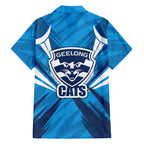 Geelong Cats Australian Football Family Matching Summer Maxi Dress and Hawaiian Shirt Fierce Wildcat Mascot - Bold Team Colors
