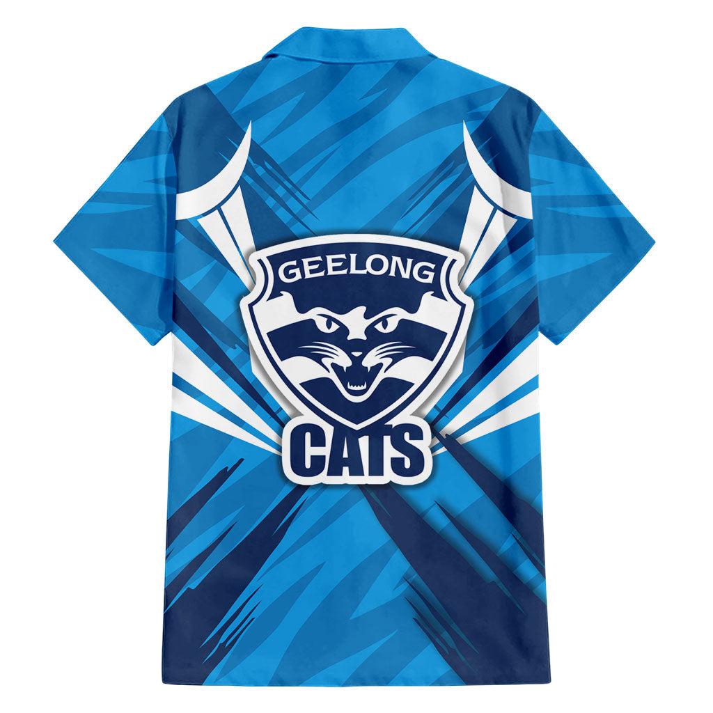 Geelong Cats Australian Football Family Matching Summer Maxi Dress and Hawaiian Shirt Fierce Wildcat Mascot - Bold Team Colors