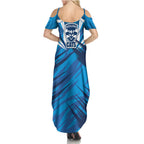 Geelong Cats Australian Football Family Matching Summer Maxi Dress and Hawaiian Shirt Fierce Wildcat Mascot - Bold Team Colors