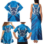 Geelong Cats Australian Football Family Matching Tank Maxi Dress and Hawaiian Shirt Fierce Wildcat Mascot - Bold Team Colors