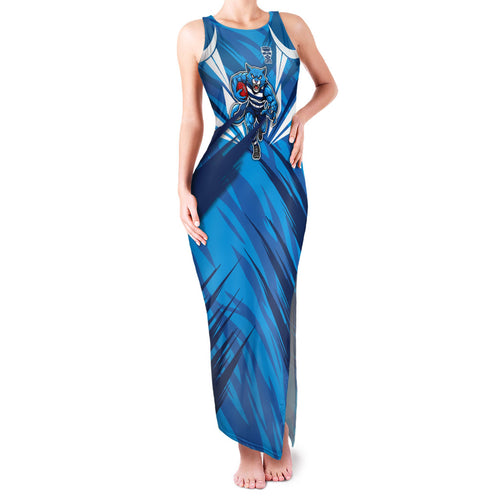 Geelong Cats Australian Football Family Matching Tank Maxi Dress and Hawaiian Shirt Fierce Wildcat Mascot - Bold Team Colors